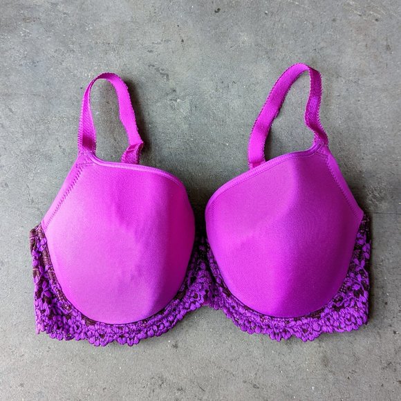 Wacoal Fuchsia Purple Embrace Lace Contour Underwire Bra size 34DD - Picture 1 of 8